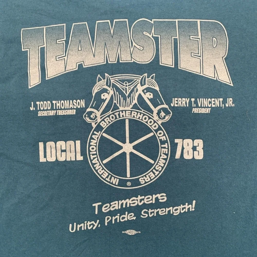 Vintage T shirt Teamsters Local 783 Louisville Ky Teal‎ XL Union USA Retiree RIP